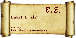 Bahil Ernő névjegykártya